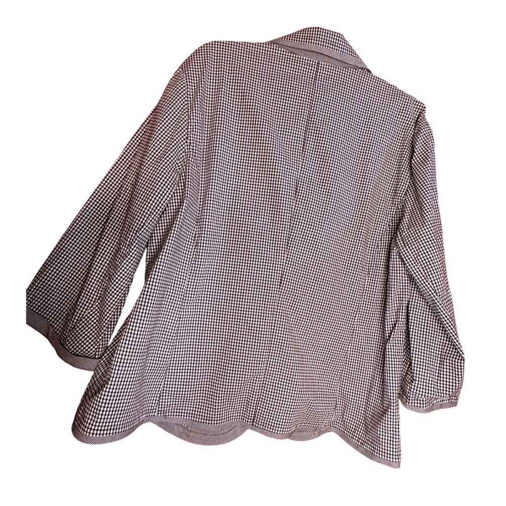 Talbots Womens 16W Black White Gingham Blazer Jacket Stretch Cotton Blend - Picture 5 of 6
